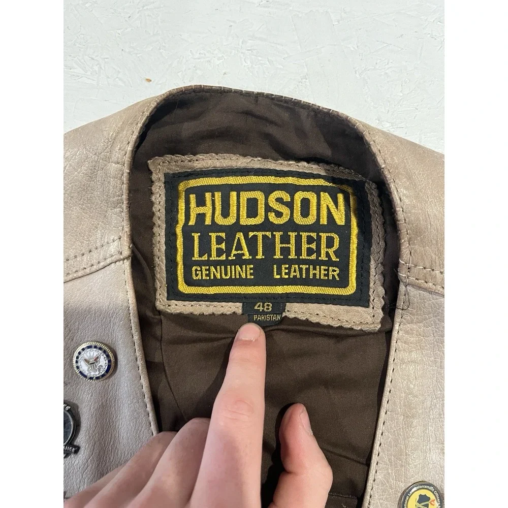 Vintage Hudson Leather‎ Gold Wing Road Riders Motorcycle Vest Mens 48 Grunge